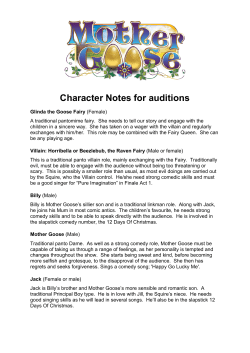 Character Notes for auditions