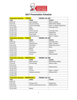 2017 Presentation Schedule