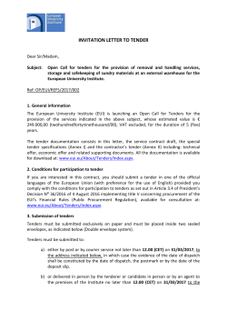 Madame, Monsieur, - European University Institute