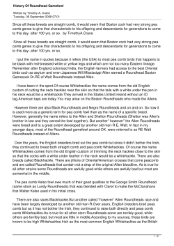 History Of Roundhead Gamefowl