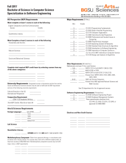 Fall 2017 Bachelor of Science in Computer Science Specialization
