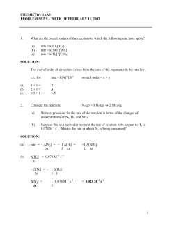 1 CHEMISTRY 1AA3 PROBLEM SET 5