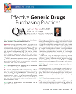 Effective Generic Drugs Purchasing Practices