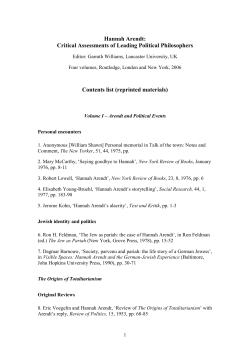 Hannah Arendt: Critical Assessments of Leading Political