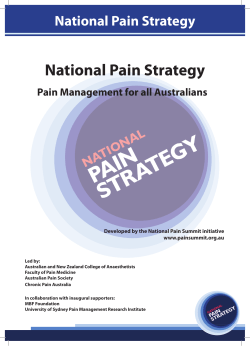2010 National Pain Strategy: Pain Management for all Australians
