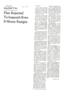 Plan Rejected To Impeach Even If Nixon Resigns