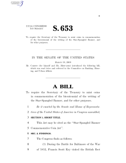 Text of the Star Spangled Banner Coin Act