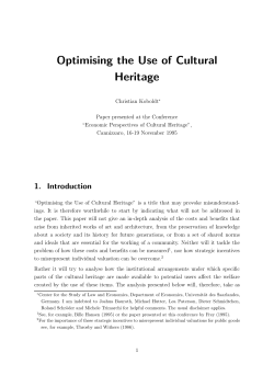 Optimising the Use of Cultural Heritage