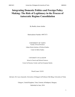 Integrating Domestic Politics and Foreign Policy Making: The Role of