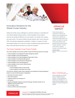 Innovative Solutions for the Global Cruise Industry