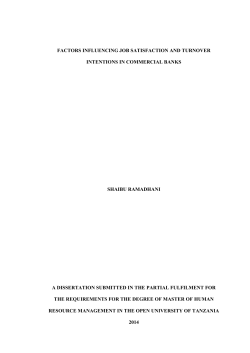 FACTORS INFLUENCING JOB SATISFACTION AND TURNOVER