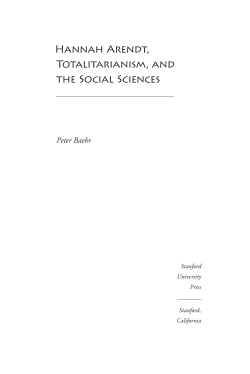 Hannah Arendt, Totalitarianism, and the Social Sciences