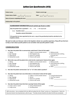 Autism Care Questionnaire (ACQ)