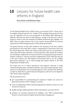 Lessons for future health care reforms in England