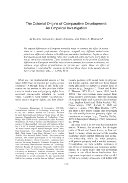 The Colonial Origins of Comparative Development: An Empirical