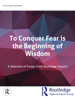 To Conquer Fear is the Beginning of Wisdom