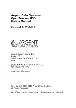 Argent Data Systems OpenTracker USB User`s Manual Revised 2