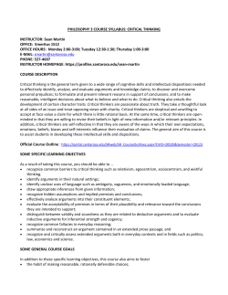 Critical Thinking Course Syllabus