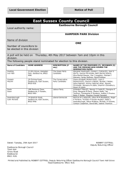 Notice of Poll - East Sussex County Council