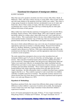 Emotional development of immigrant children