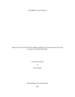 UNIVERSITY OF JYV&Auml;SKYL&Auml; DEDUCTIVE AND INDUCTIVE