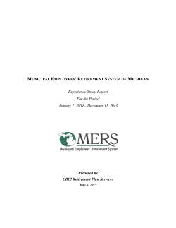 Experience Study Report For the Period January 1, 2009