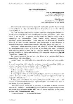 The proverb - The Criterion: An International Journal in English