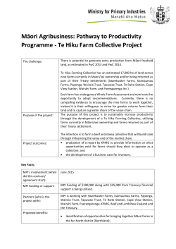 Te Hiku Farm Collective Māori Agribusiness: Pathway to