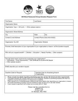 400 Block Restaurant Group Donation Request Form