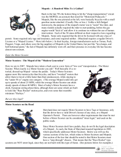 Mopeds - A Hundred Miles To A Gallon?