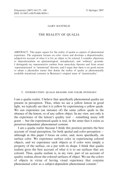 The Reality of Qualia - Penn Arts and Sciences