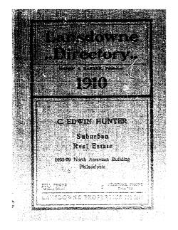 Directory of Lansdowne, East Lansdowne and Vicinity 1910