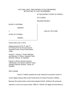 2D14-3462 / Huffman v. State - Second District Court of Appeal