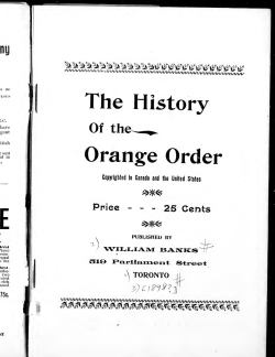 The History of the Orange Order