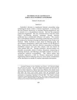 Filtering In Oz: Australia`S Foray Into Internet Censorship
