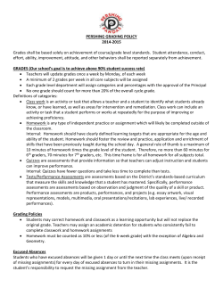 PERSHING GRADING POLICY 2014-2015 Grades shall be based