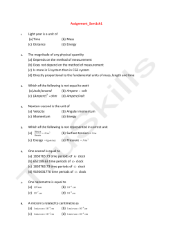 Assignment_Sem1ch1 Light year is a unit of (a) Time (b) Mass (c