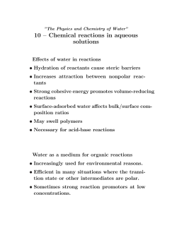 10 &ndash; Chemical reactions in aqueous solutions