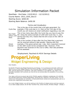 Simulation Information Packet