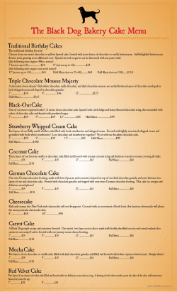 The Black Dog Bakery Cake Menu