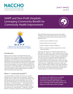 MAPP and Non-Profit Hospitals: Leveraging Community Benefit for