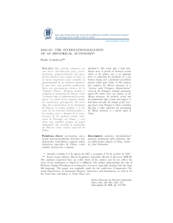 MACAU: THE INTERNATIONALIZATION OF AN - E