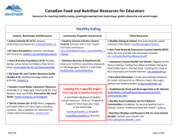 Canadian Food and Nutrition Resources for Educators