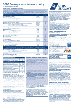 DFDS Seaways travel insurance policy