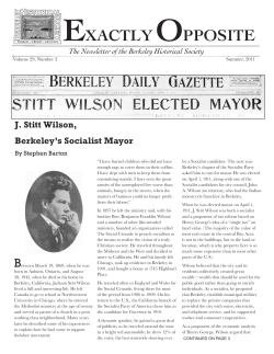 J. Stitt Wilson, Berkeley`s Socialist Mayor
