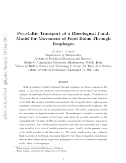 Peristaltic Transport of a Rheological Fluid: Model for Movement of