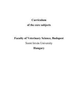 Curriculum of the core subjects Faculty of Veterinary Science