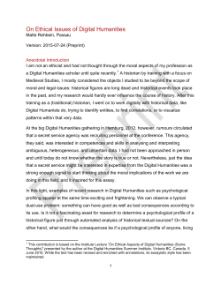Ethical Aspects of Digital Humanities