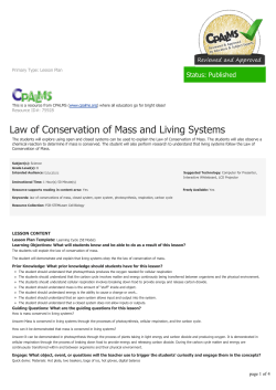 Law of Conservation of Mass and Living Systems
