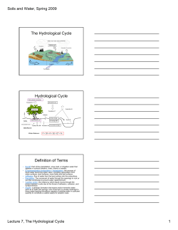 The Hydrological Cycle Hydrological Cycle Definition of Terms